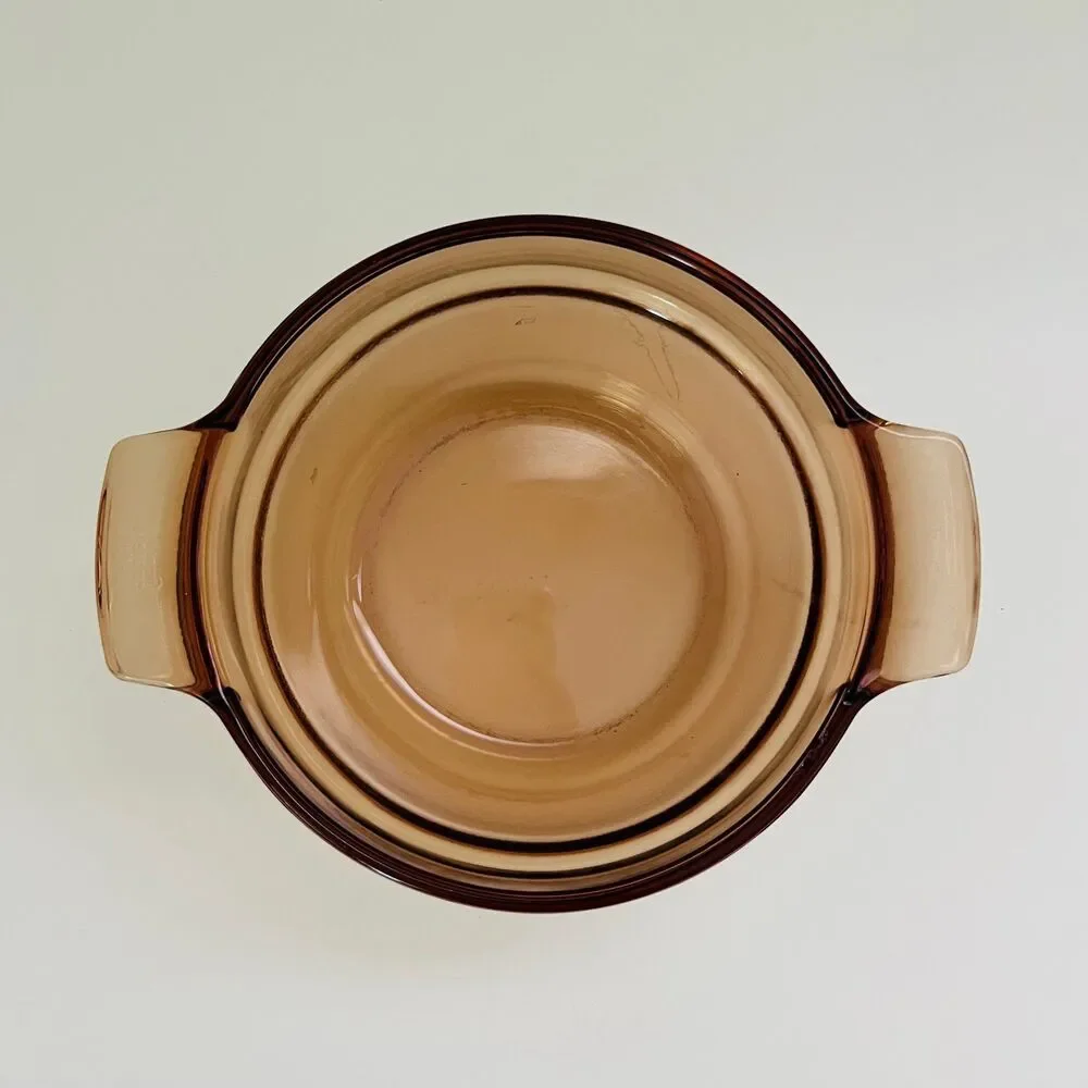 VISIONS Corning France Amber Glass V-20-B Double Boiler Insert Pot 1.5 Qt W Lid